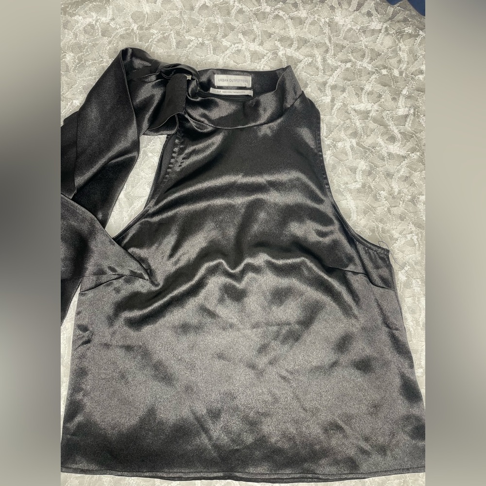 satin tie shoulder top